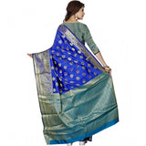 Multicolor jacquard woven saree with unstitched blouse, vibrant patterns on a 5.5mtr length