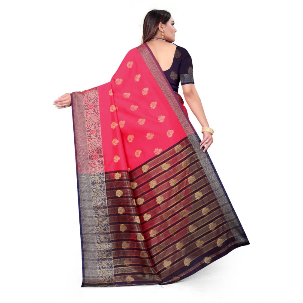 Multicolor silk blend woven saree with unstitched blouse, vibrant ethnic wear for women