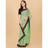 Light green chiffon self-design saree with unstitched blouse, elegant Indian wear for women on mannequin