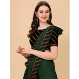Green chiffon self-design saree with unstitched blouse, vibrant and versatile for festive wear