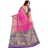 Pink jacquard woven saree with unstitched blouse (5.5mtr), vibrant traditional Indian wear