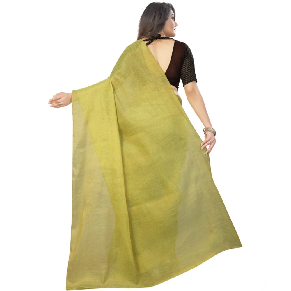Light Green cotton silk self-design saree with unstitched blouse, elegant Indian traditional wear