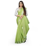 Women's Cotton Silk Self Design Saree With Unstitched Blouse 5.5Mtr (Green)