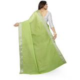 Women's Cotton Silk Self Design Saree With Unstitched Blouse 5.5Mtr (Green)