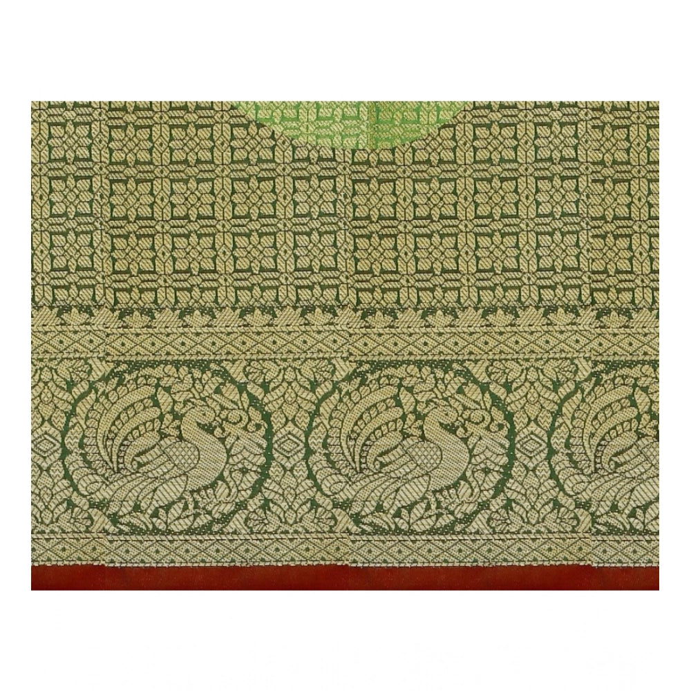 Red jacquard woven saree with unstitched blouse, vibrant traditional Indian attire for women