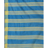 Light blue cotton silk striped saree with unstitched blouse, 5.5Mtr, women's traditional Indian wear accessory