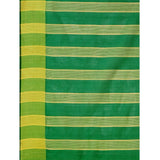 Green cotton silk striped saree with unstitched blouse, 5.5mtr length