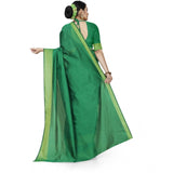 Women's Cotton Silk Self Design Saree With Unstitched Blouse 5.5Mtr (Green)