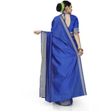 Women's Cotton Silk Self Design Saree With Unstitched Blouse 5.5Mtr (Blue)