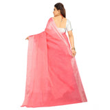 Women's Cotton Silk Self Design Saree With Unstitched Blouse 5.5Mtr (Pink)