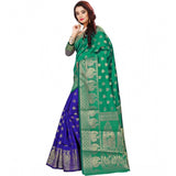Green jacquard woven saree with unstitched blouse, 5.5mtr