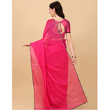 Women's Silk Blend Embellished Saree With Unstitched Blouse 5.5Mtr (Pink)