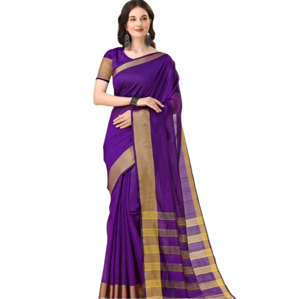 Multicolor striped cotton silk saree with unstitched blouse (5.5Mtr) - vibrant Indian women's fashion wear