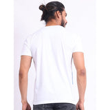 Men's Casual Cotton Printed Round Neck Half Sleeve T-Shirt (Blue)