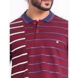 Men's Casual Cotton Printed Polo Neck Half Sleeve T-Shirt (Purple)
