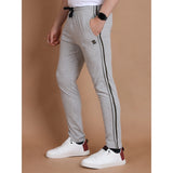 Men's Casual Cotton Striped Full Length Track Pant (Greymelange)