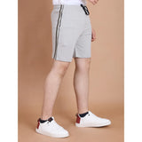 Men's Casual Cotton Striped Above knee Shorts (Greymelange)