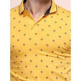 Men's Casual Cotton Printed Polo Neck Half Sleeve T-Shirt (Mustard)