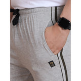 Men's Casual Cotton Striped Full Length Track Pant (Greymelange)