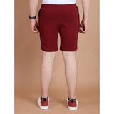 Men's Casual Cotton Striped Above knee Shorts (Maroon)