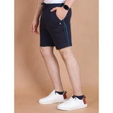 Men's Casual Cotton Striped Above knee Shorts (Navy)