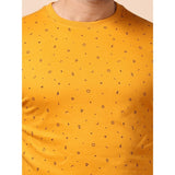 Men's Casual Cotton Printed Round Neck Full Sleeve Sweat T-Shirt (Mustard)