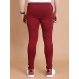 Men's Casual Cotton Striped Full Length Track Pant (Maroon)