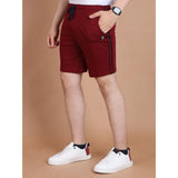Men's Casual Cotton Striped Above knee Shorts (Maroon)
