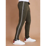 Olive striped cotton men's casual track pants for a laid-back look