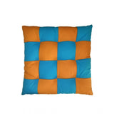 Beige-and-orange cotton blended solid chair cushions, size 16x16in for comfortable seating at home