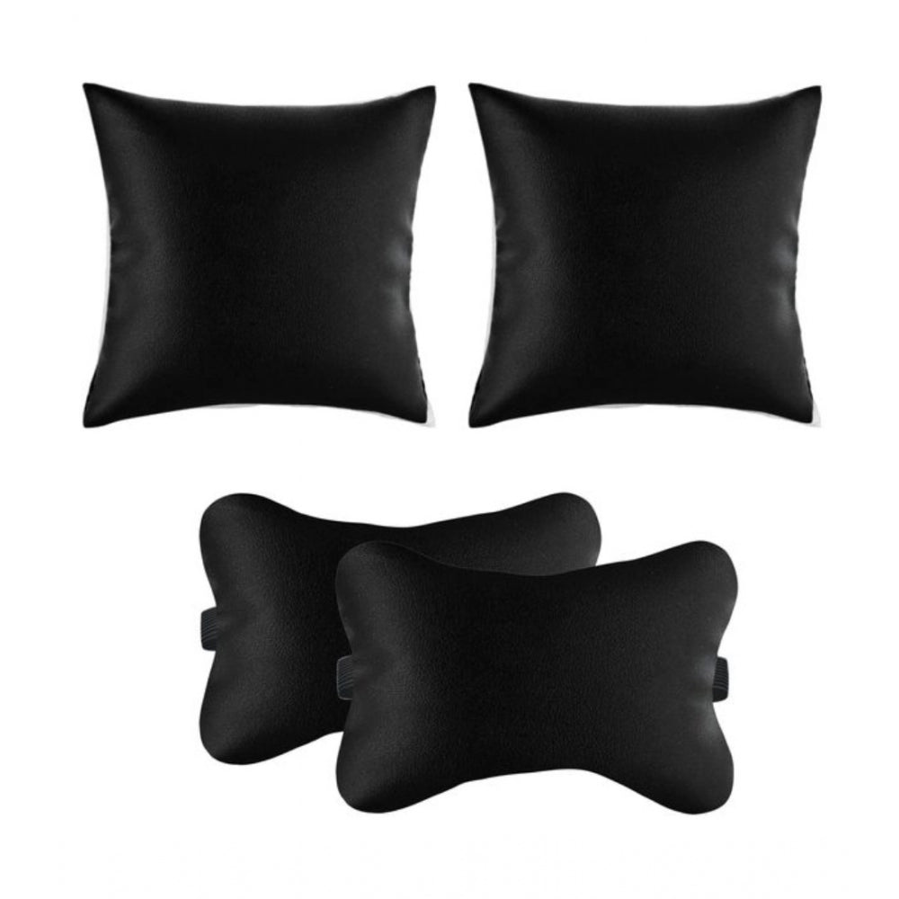 Black polyester solid car pillows (12x12in), set of 6 for comfortable driving