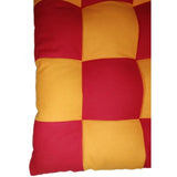 Red & yellow cotton blended solid chair cushions (16x16in), durable for home seating