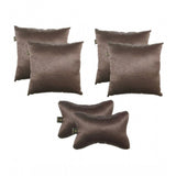Grey polyester solid car pillows (set of 6), 12x12 inch, for auto upholstery comfort