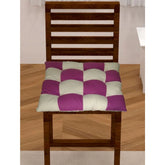 Purple & white cotton blended solid chair cushions, size 16x16 inches for home seating