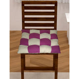 Purple & white cotton blended solid chair cushions, size 16x16 inches for home seating