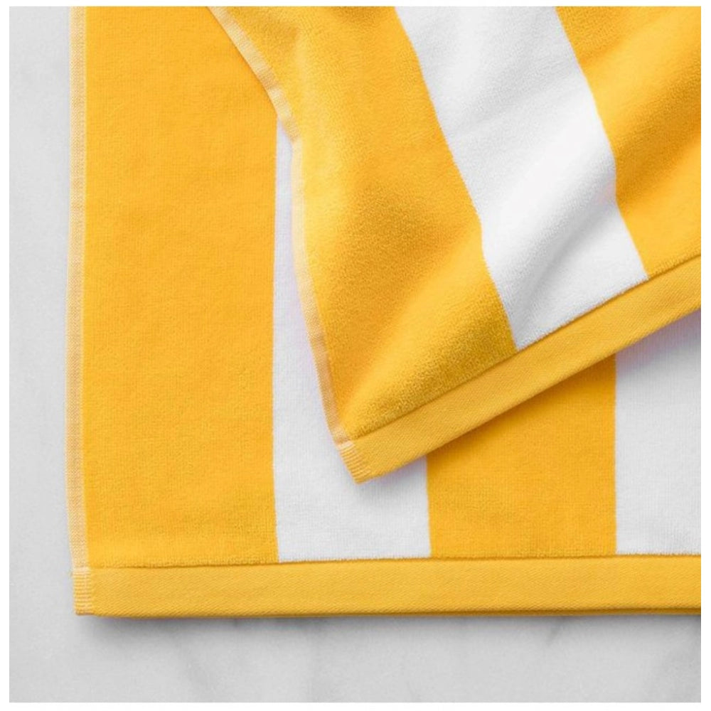 Yellow & White Cotton Solid Bath Towel (36x71in) - Bright and absorbent for bathroom essentials