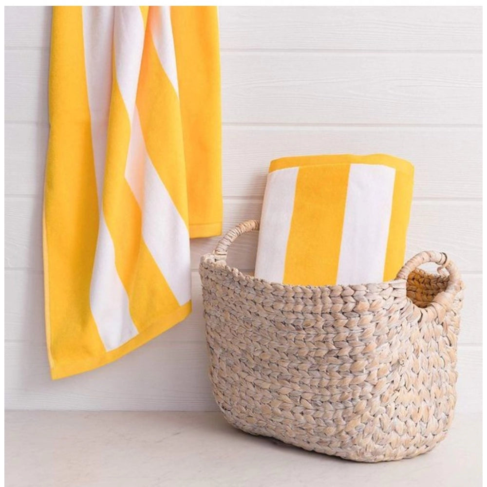 Yellow & White cotton solid bath towels (36x71in)