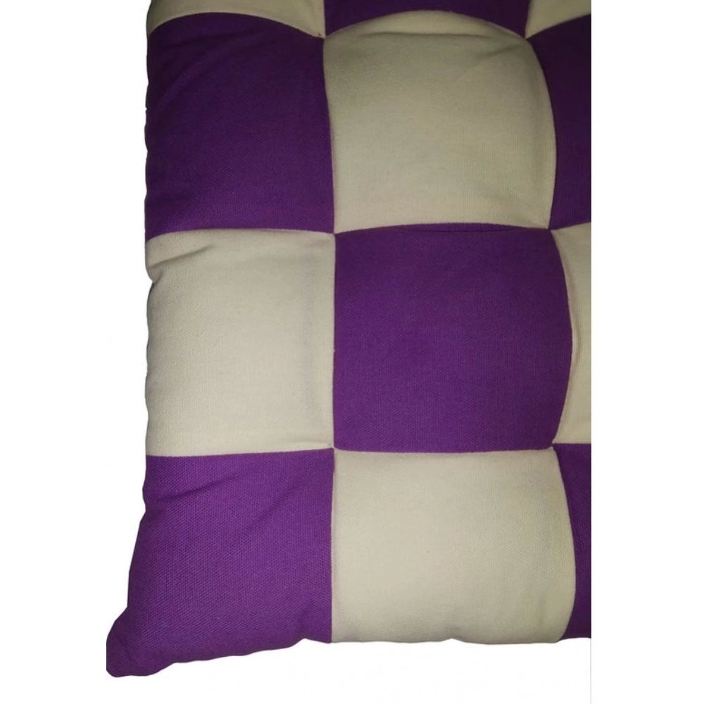 Purple & beige, cotton blended solid chair cushions (16x16in), comfortable seating for home decor