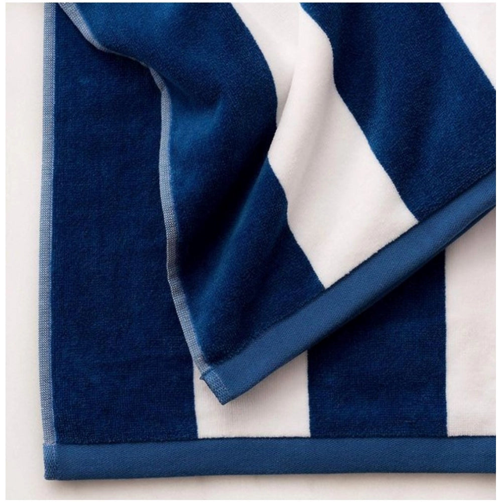 Blue & White solid cotton bath towels (36x71in), quality bathroom linen