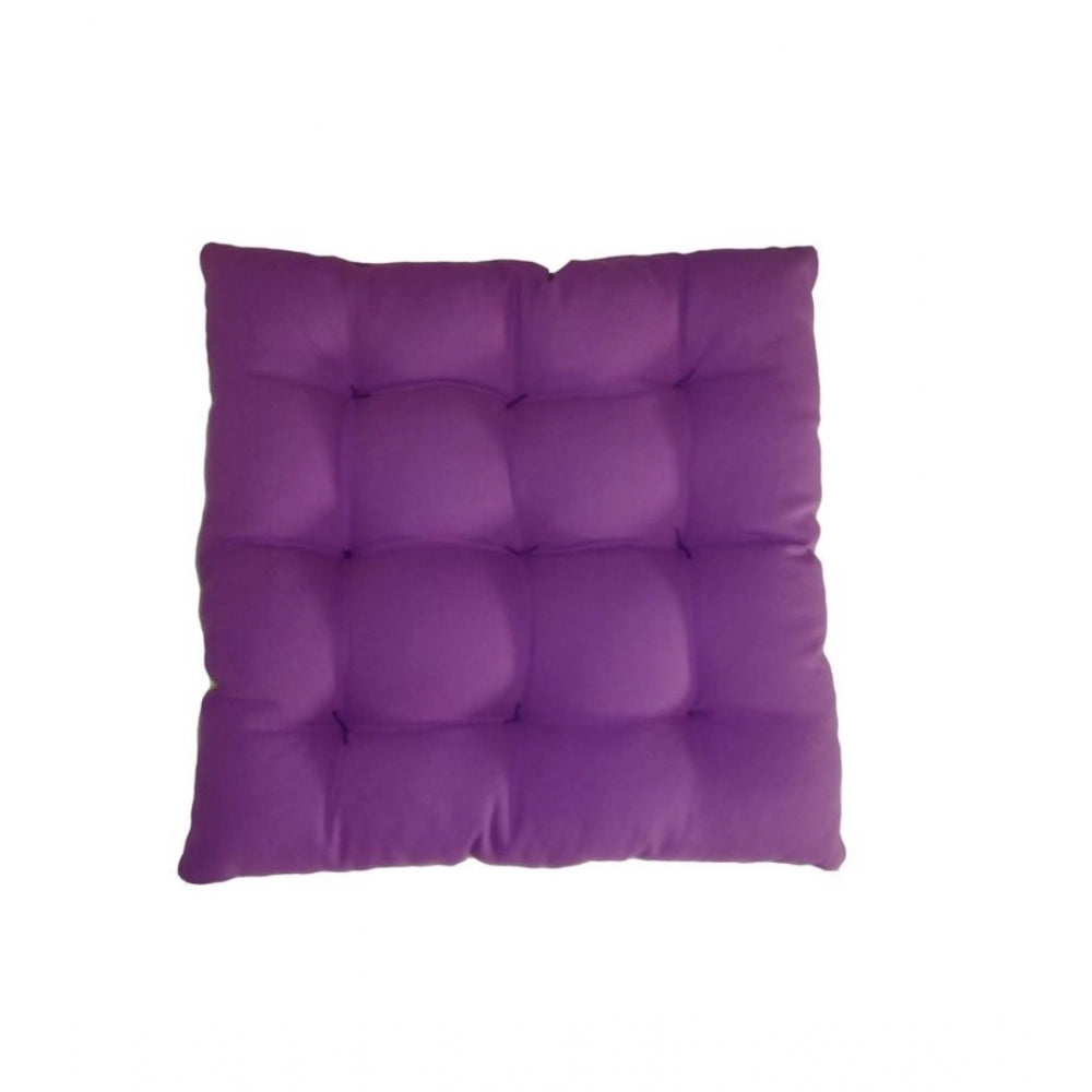 Purple & green cotton blended solid chair cushions (16x16 inches)
