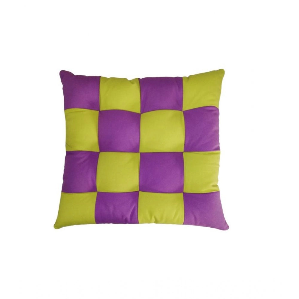 Purple & Green cotton blended chair cushion (16x16in), solid pattern for home seating