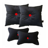 Black & Red polyester solid car pillows (set of 4), size 12x12in for auto upholstery