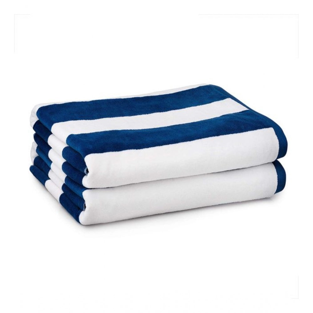 Blue & White Cotton Solid Bath Towels (36x71 inches) - Vibrant home linen for bathing, close-up view