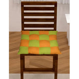 Green & Mustard cotton blended solid chair cushions (16x16in)