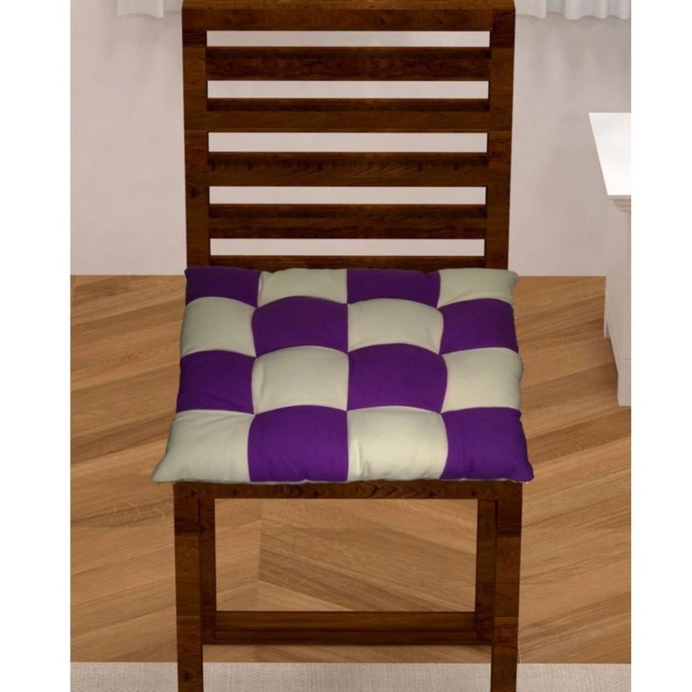 Purple & beige solid cotton blended chair cushions (16x16in), home seating accessories
