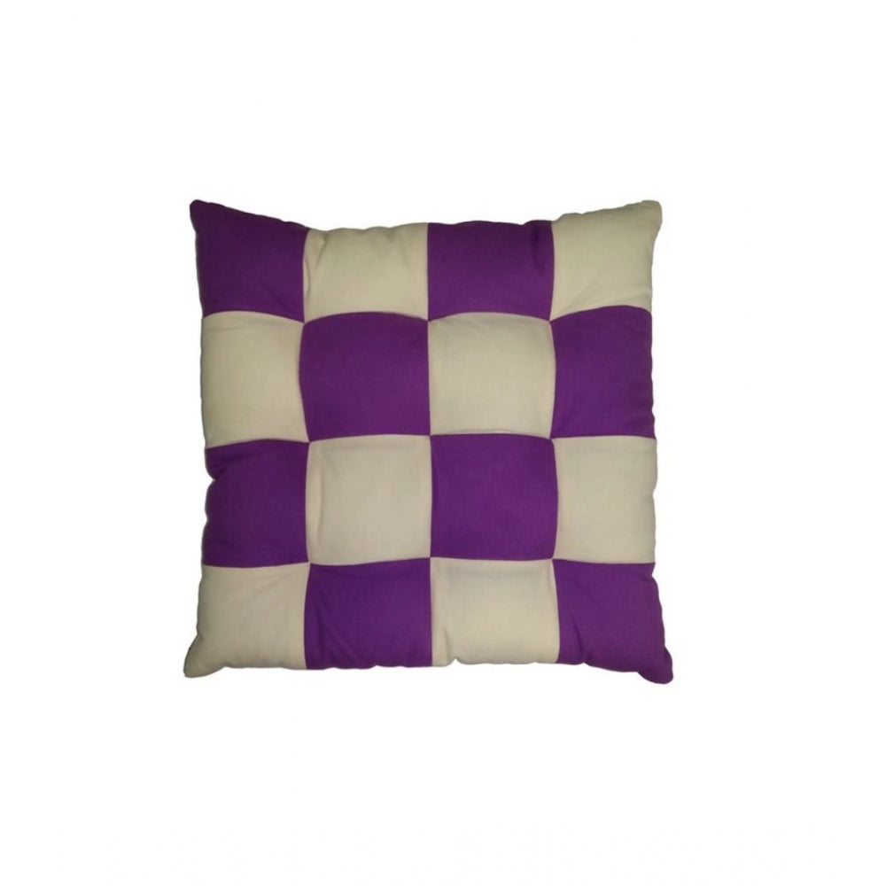 Purple & Beige cotton blended solid chair cushions, size 16x16 inches for home seating