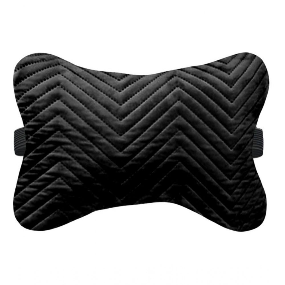 Black polyester zig zag car pillow set, patterned design for automotive comfort (pack of 4, size 12x12 inches)