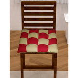 Red & Beige cotton blended solid chair cushions (16x16 inches)