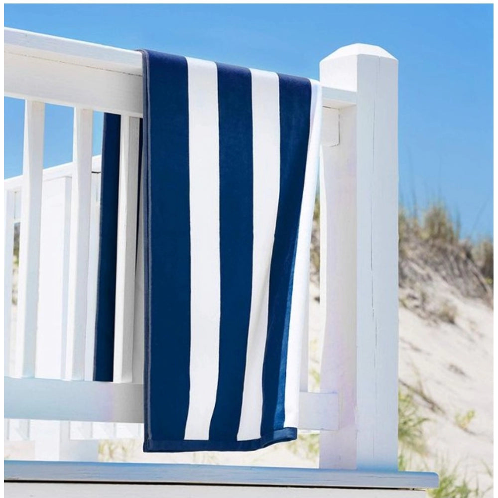 Blue & White Cotton Solid Bath Towel, size 36x71 inches for home use
