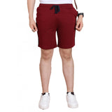 Men's Casual Cotton Striped Above knee Shorts (Maroon)